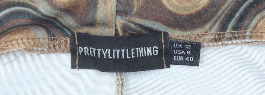 PrettyLittleThing Womens Multicoloured Slim Fit Straight Trousers Size 12