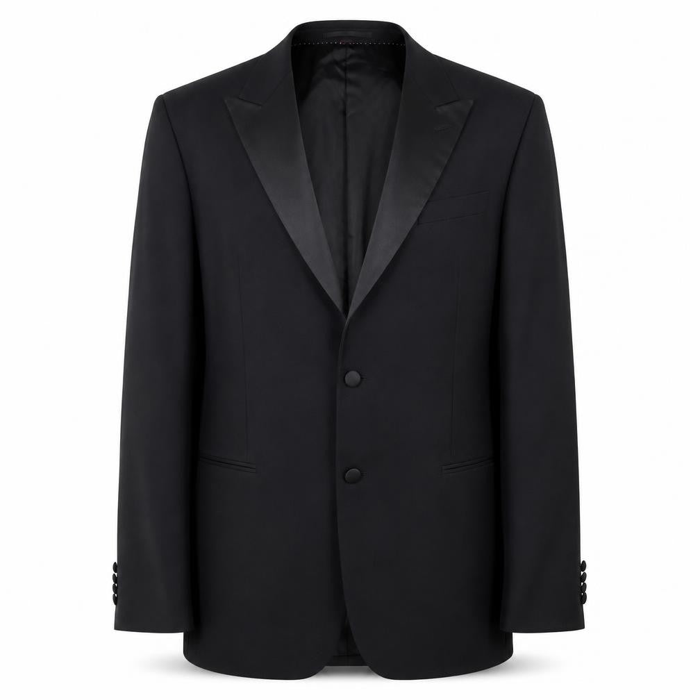 Marks & Spencer Mens Black Wool Shawl Lapel Suit Jacket 44 Chest 2XL Long