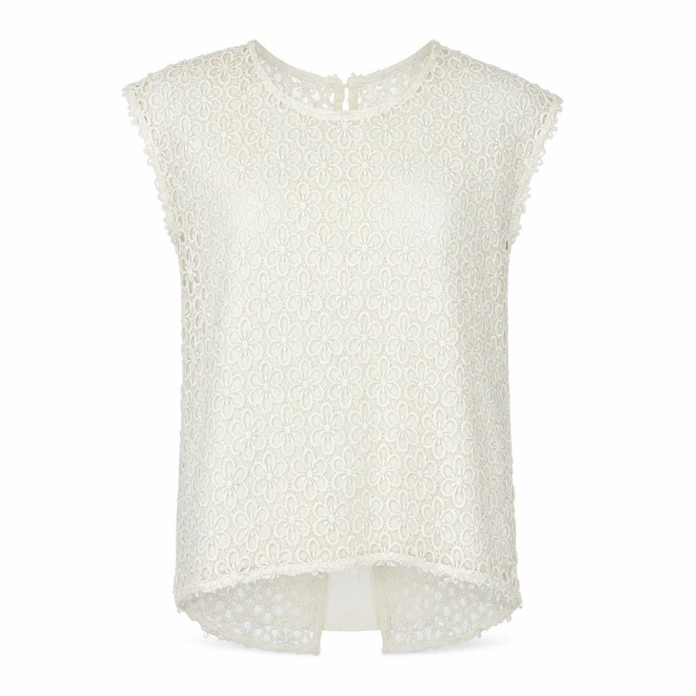 Next Women’s Ivory Lace Floral Blouse UK 12 Tunic Cap Sleeve