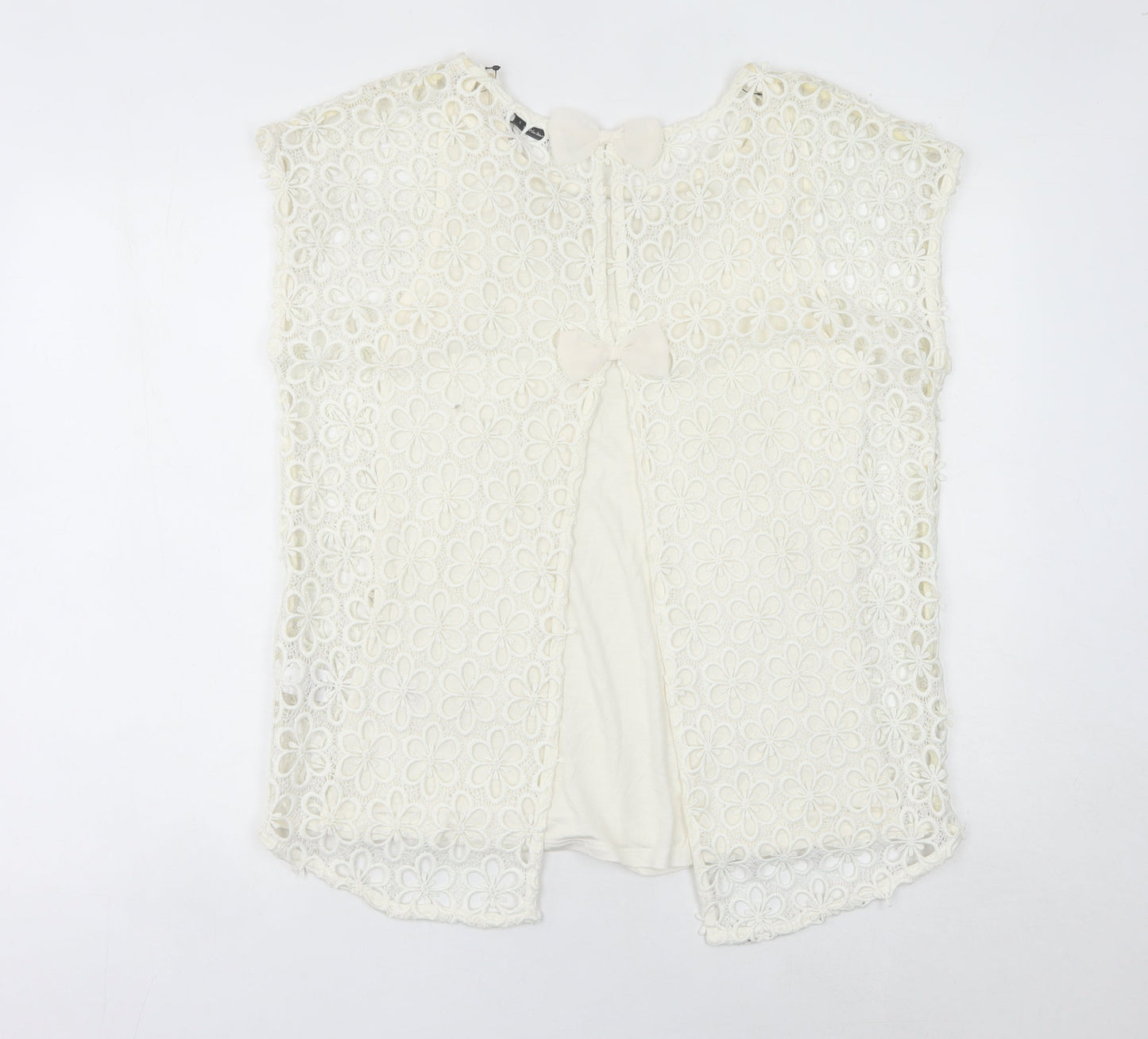 Next Women’s Ivory Lace Floral Blouse UK 12 Tunic Cap Sleeve