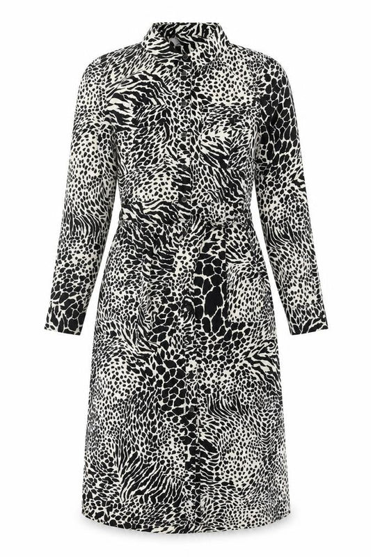 Warehouse Women’s Black Animal Print Shirt Dress Size 10