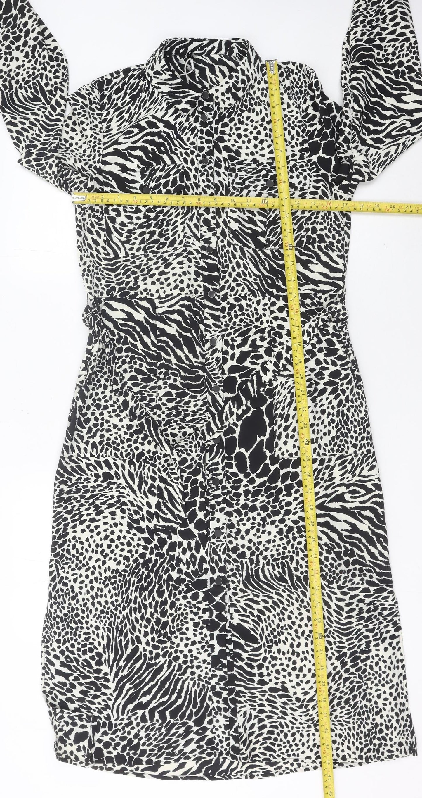 Warehouse Women’s Black Animal Print Shirt Dress Size 10