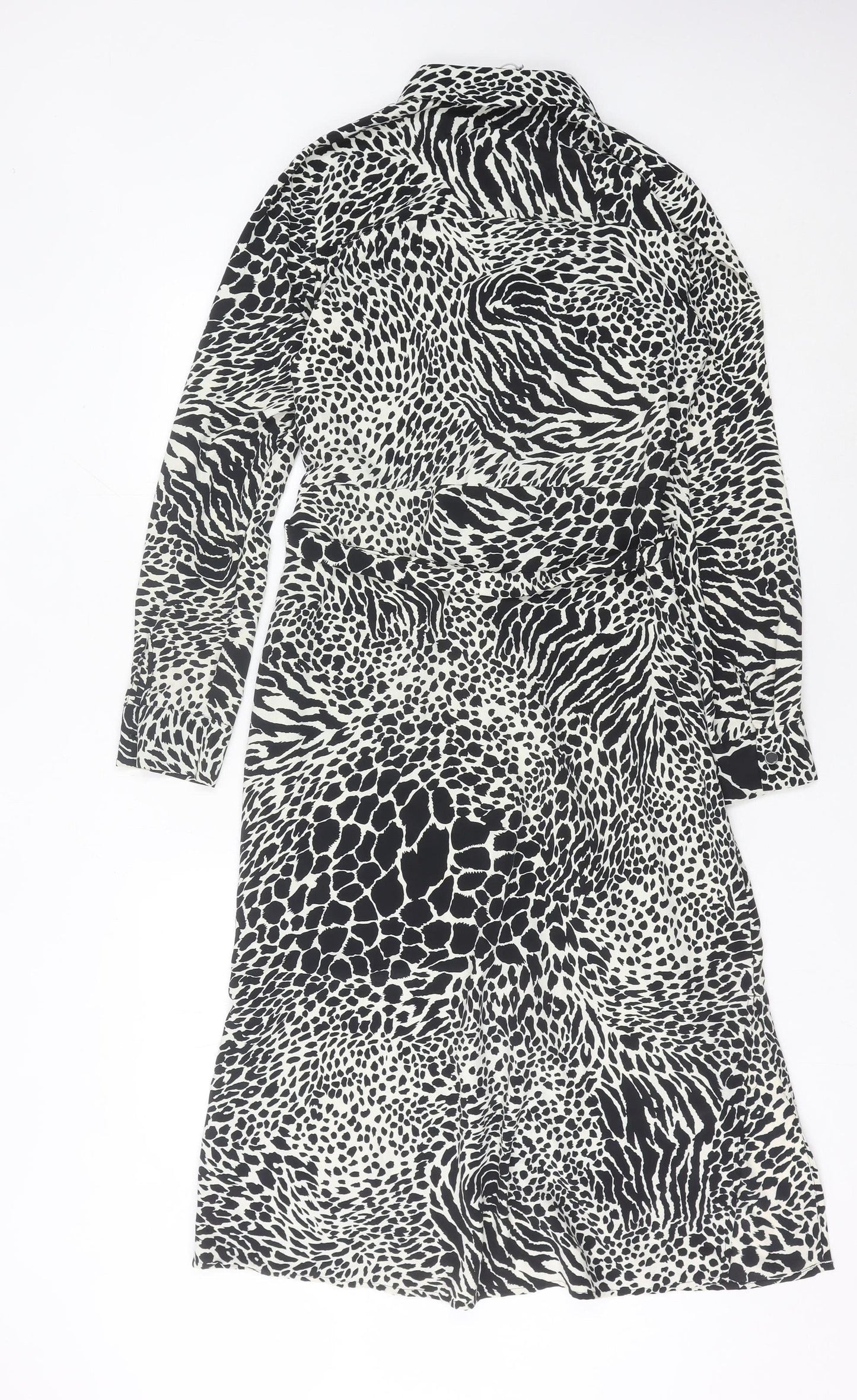 Warehouse Women’s Black Animal Print Shirt Dress Size 10