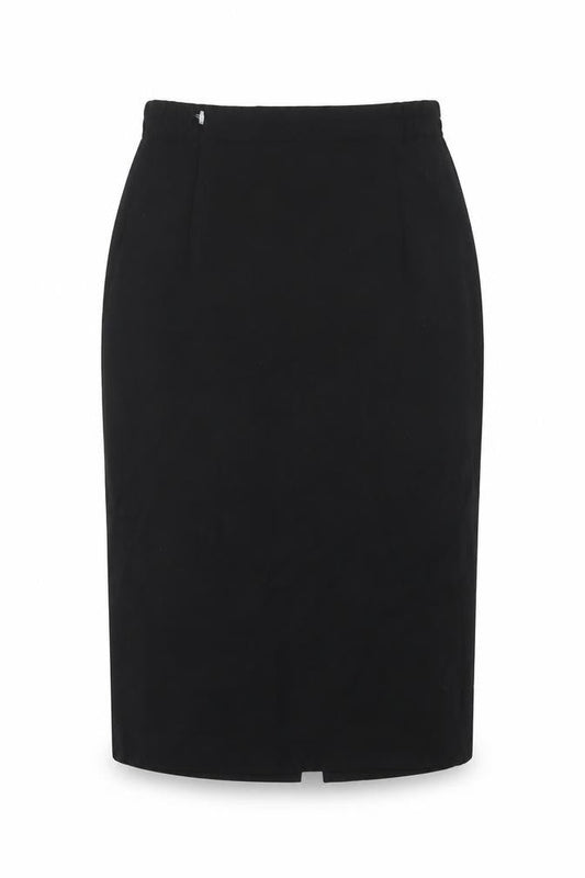 Bassini Women’s Black Wool Pencil Skirt Size 12 Midi Workwear