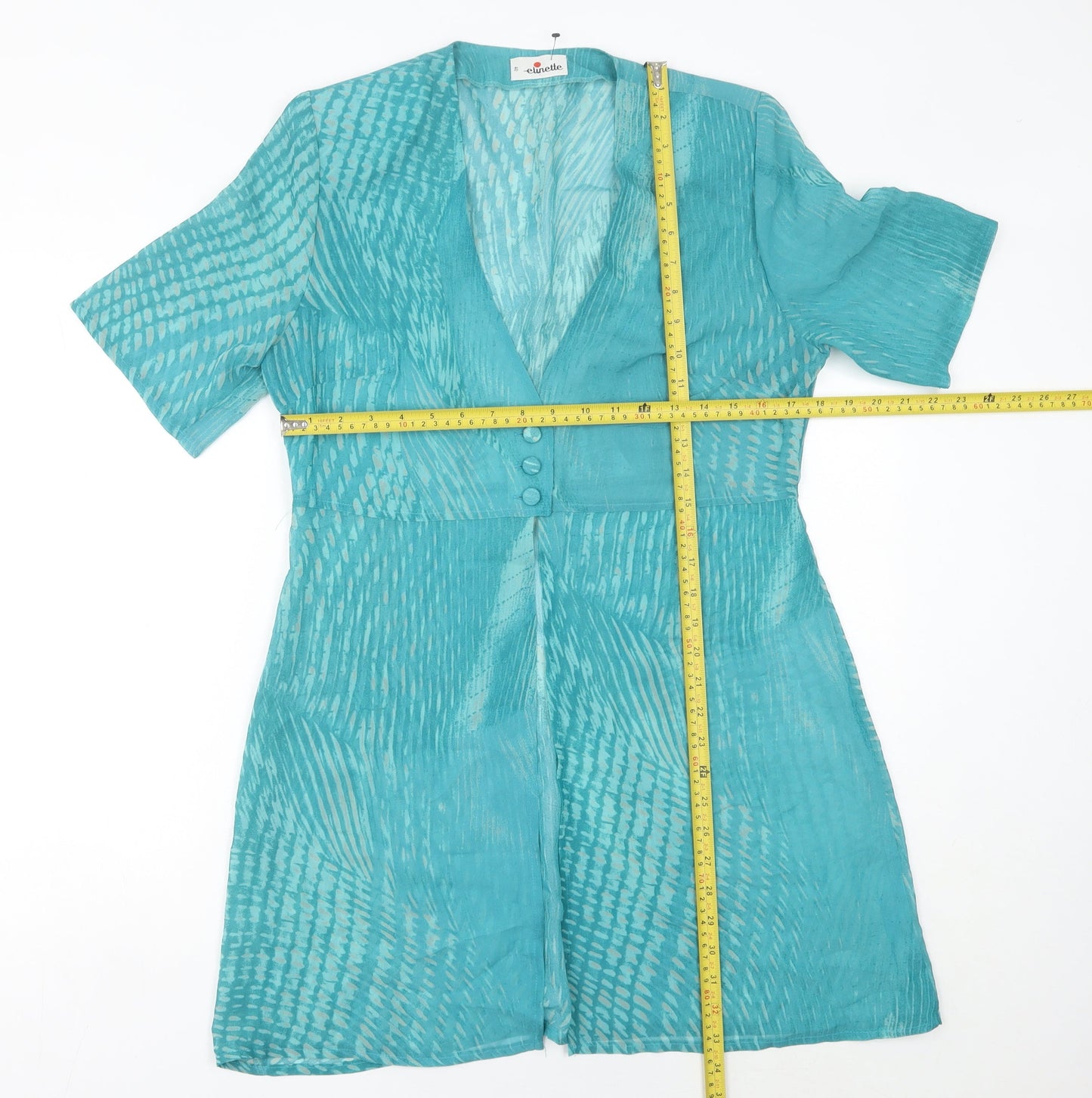 Elinette Women’s Blue Silk Waistcoat Jacket Size 12 Vintage
