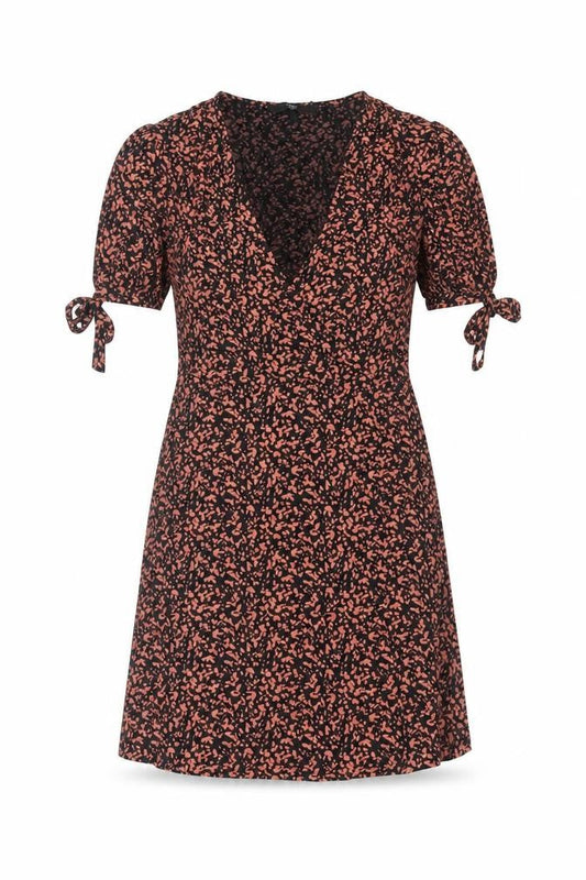 Next Womens Black Floral Wrap Dress Size 10 Knee Length Viscose