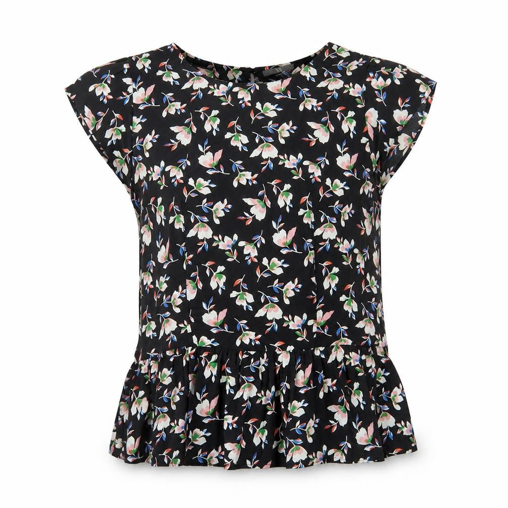 BHS Womens Multicoloured Floral Tunic Blouse Size 10 Short Sleeve
