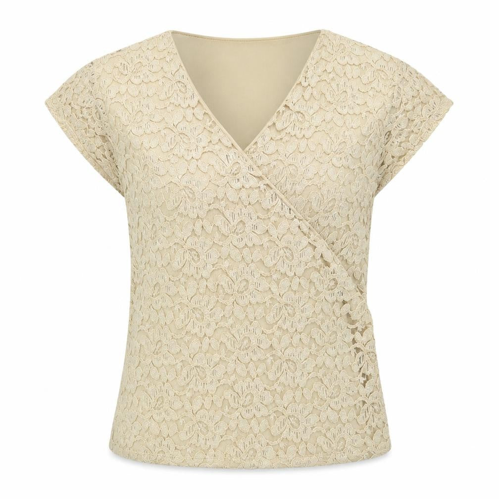Coldwater Creek Womens Beige Lace Wrap Blouse Top M