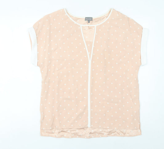 Phase Eight Women’s Beige Polka Dot Blouse Size 12 Tunic Top