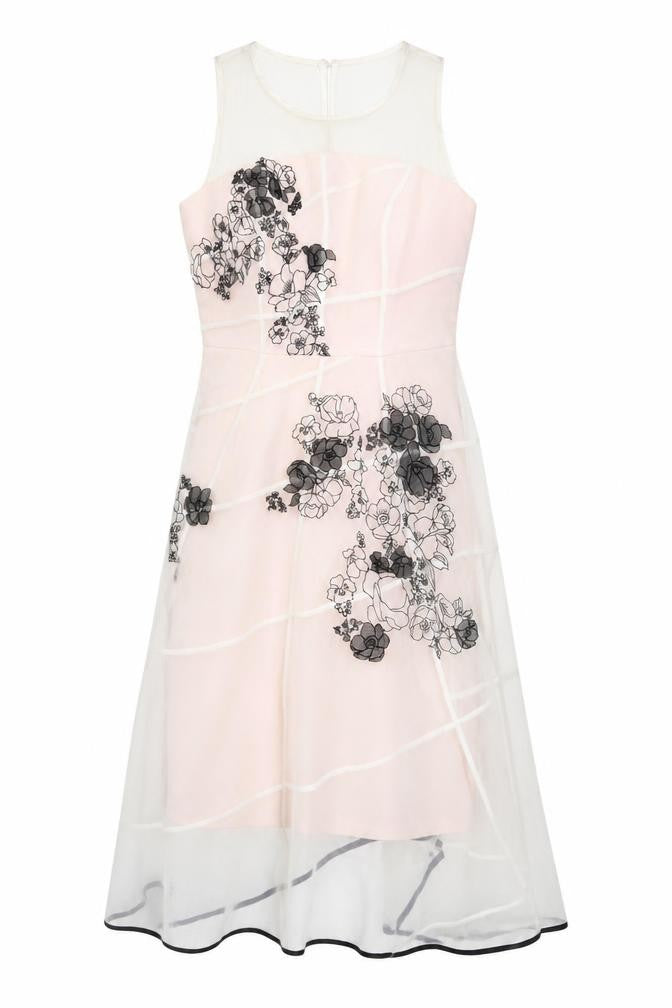Coast Women Pink Fit & Flare Floral Embroidered Midi Dress UK 6
