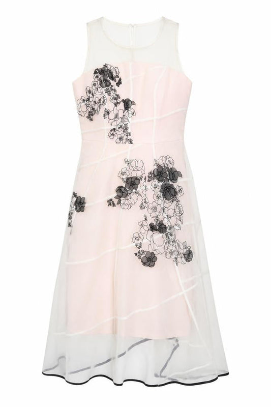 Coast Women Pink Fit & Flare Floral Embroidered Midi Dress UK 6