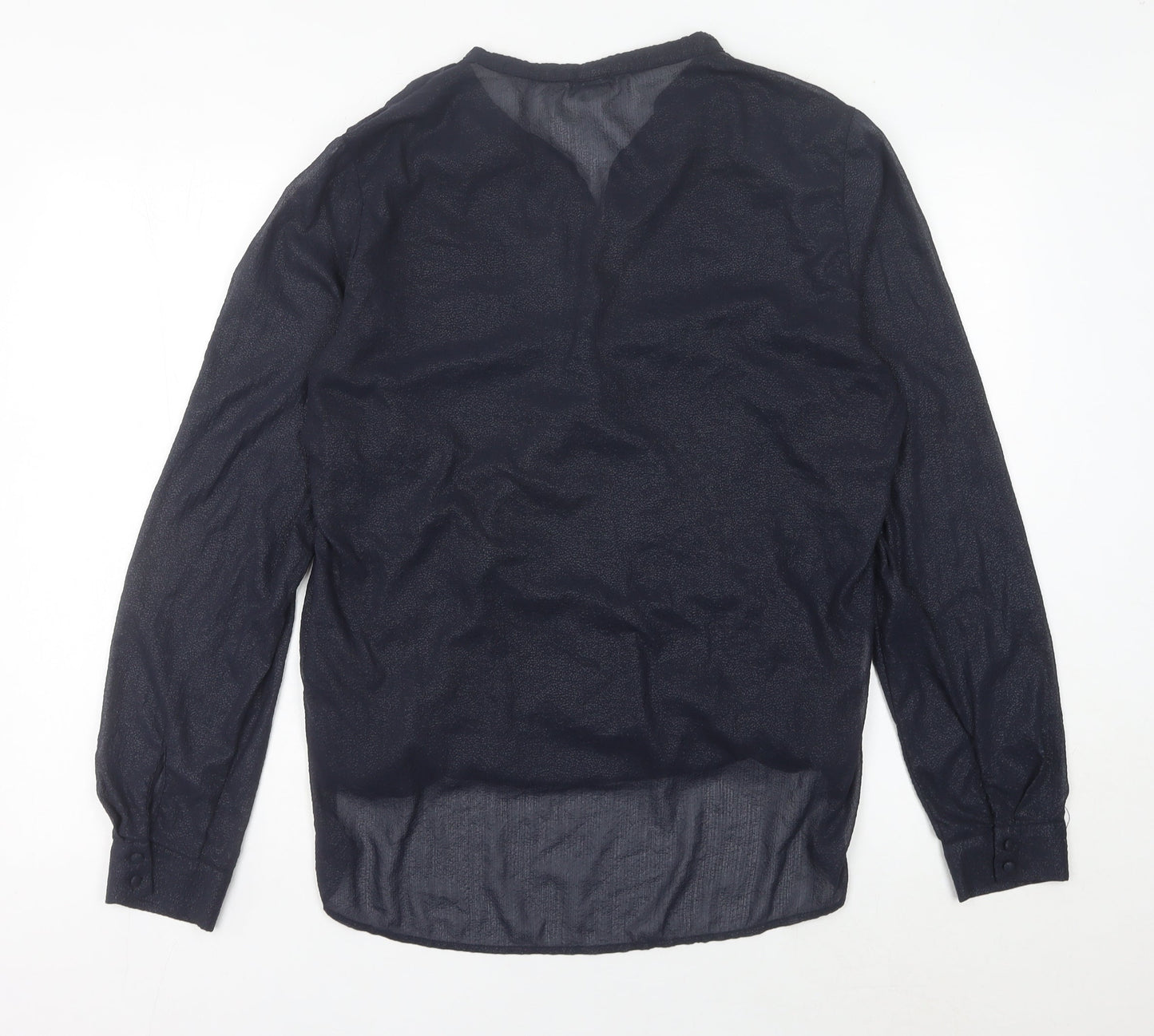 H&M Women’s Blue Sheer Wrap Blouse Size 14 Long Sleeve Polyester