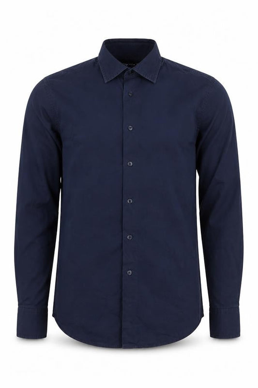 Piazzaitalia Men’s Blue Slim Fit Button-Up Long Sleeve Shirt M