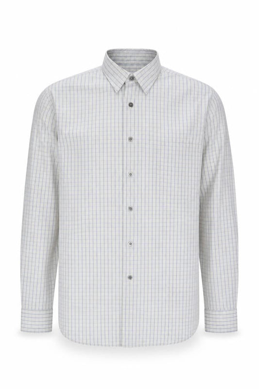 Van Heusen Men’s Grey Checked Cotton Long Sleeve Button-Up Shirt M