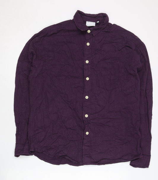 ASOS DESIGN Men’s Purple Cotton Button-Up Shirt Size S Regular Fit