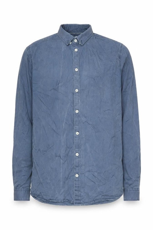 Minimum Men’s Blue Small Winslow Shirt Long Sleeve Cotton Button-Up