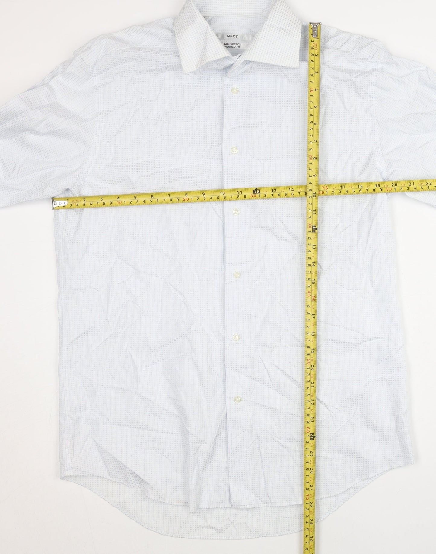 Next Men's Blue Check Cotton Slim Fit Formal Shirt 16in Collar