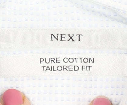 Next Men's Blue Check Cotton Slim Fit Formal Shirt 16in Collar