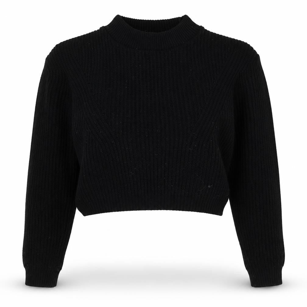 Boohoo Women Black Mock Neck Chunky Knit Pullover Jumper Size S