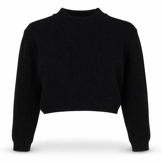 Boohoo Women Black Mock Neck Chunky Knit Pullover Jumper Size S