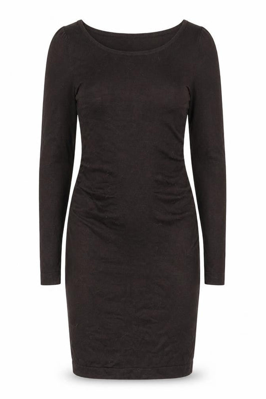 Mango Women Brown Bodycon Mini Dress Size 8 Long Sleeve Ruched