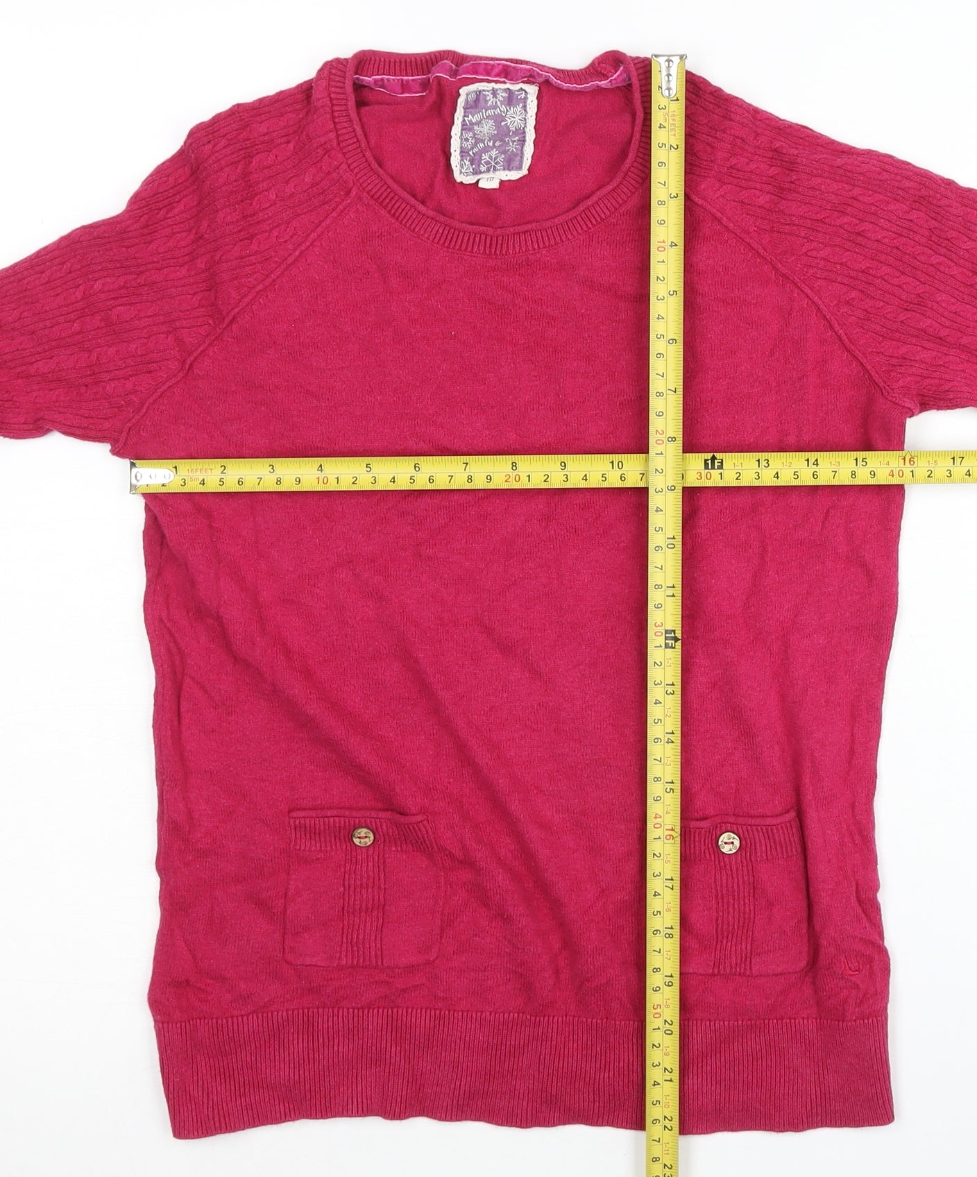 Mantaray Womens Pink Cable-Knit Pullover Jumper Size 10