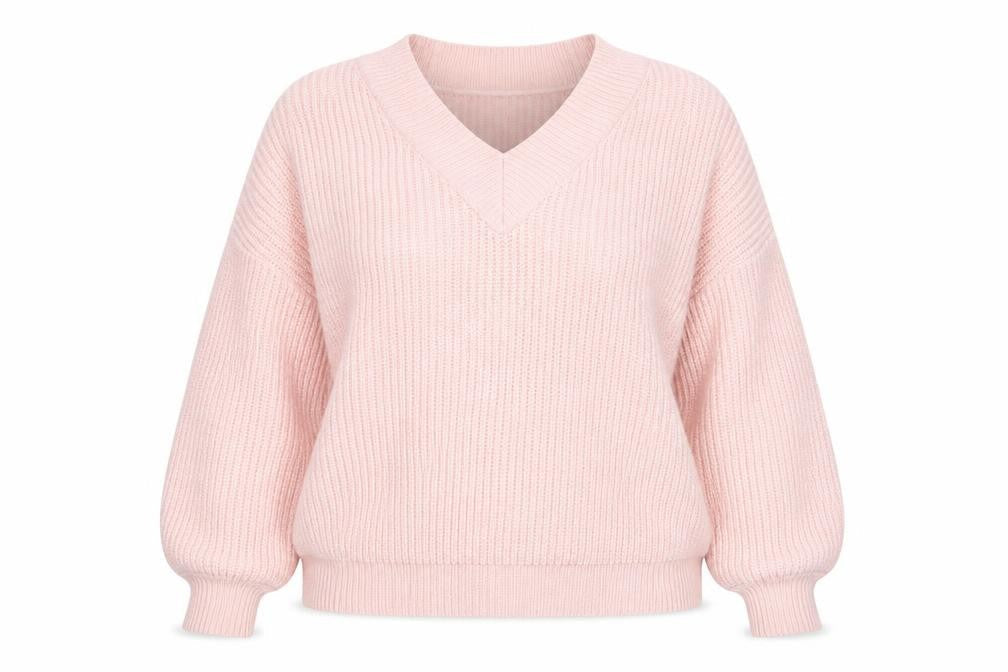 ASOS DESIGN Womens Pink V-Neck Chunky Knit Pullover Jumper Size 18