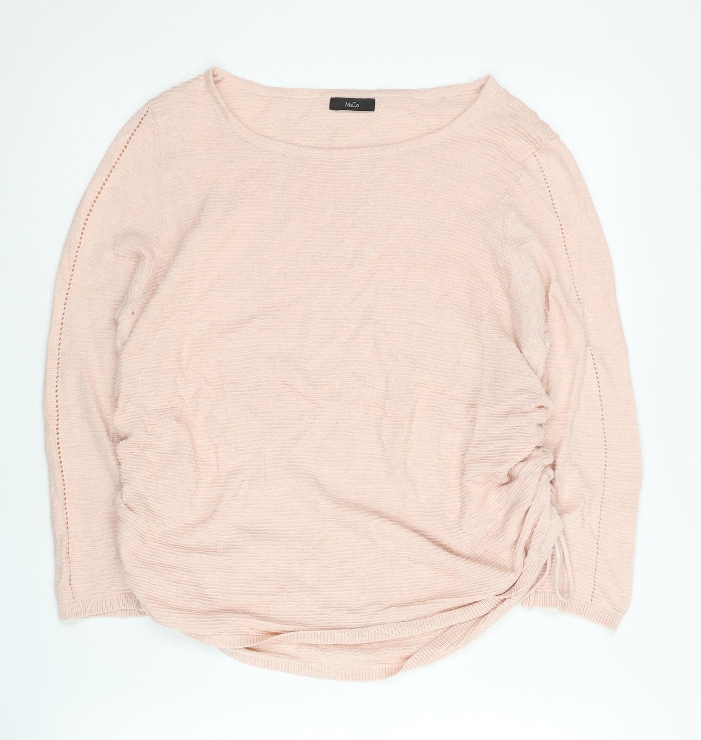 M&Co Women’s Pink Size 14 Pullover Jumper Scoop Neck Long Sleeve