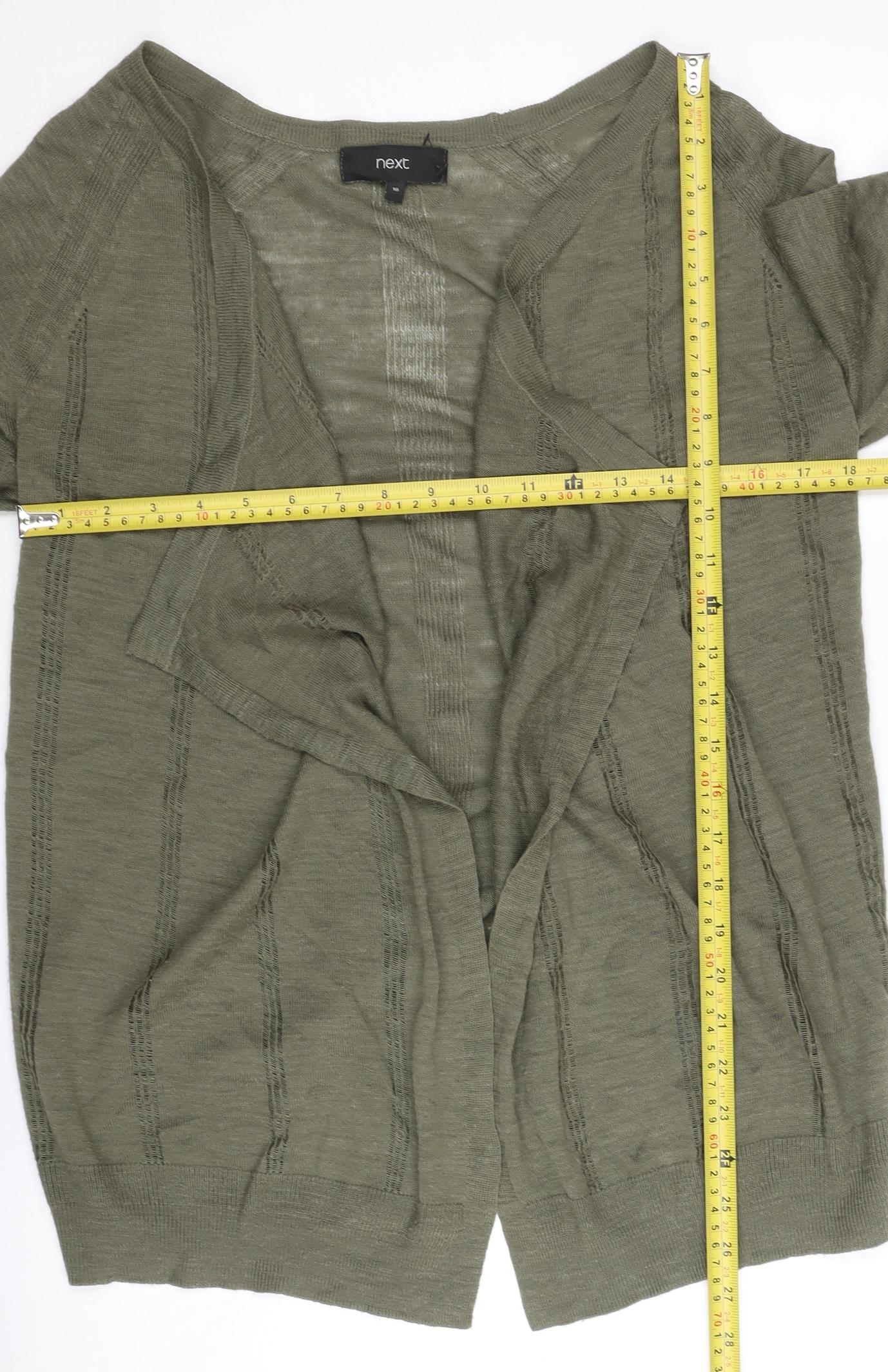 Next Women’s Green Cardigan Size 10 Open Knit Long Sleeve
