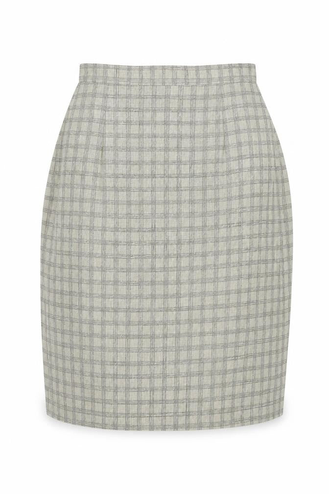 August Silk Womens Grey Check Pencil Skirt Size 4 Workwear