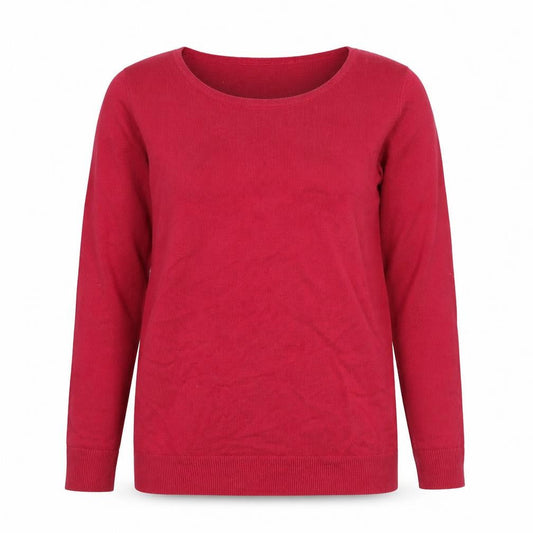 EWM Womens Red Acrylic Pullover Jumper Size S 10-12 Scoop Neck