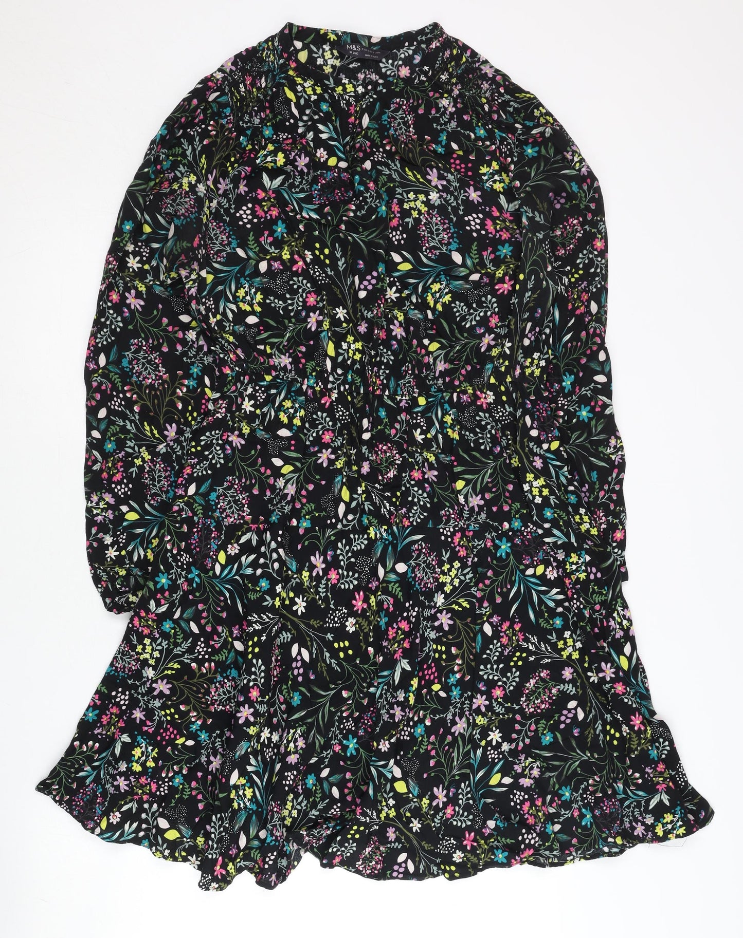 Marks and Spencer Women’s Multicoloured Floral A-Line Viscose Dress Size 10 Long
