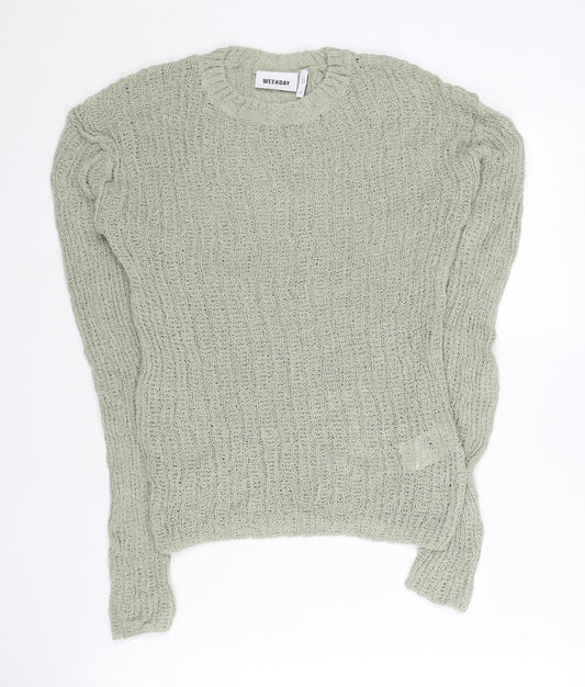 Weekday Women’s Grey Knit Pullover Jumper Size S Crew Neck