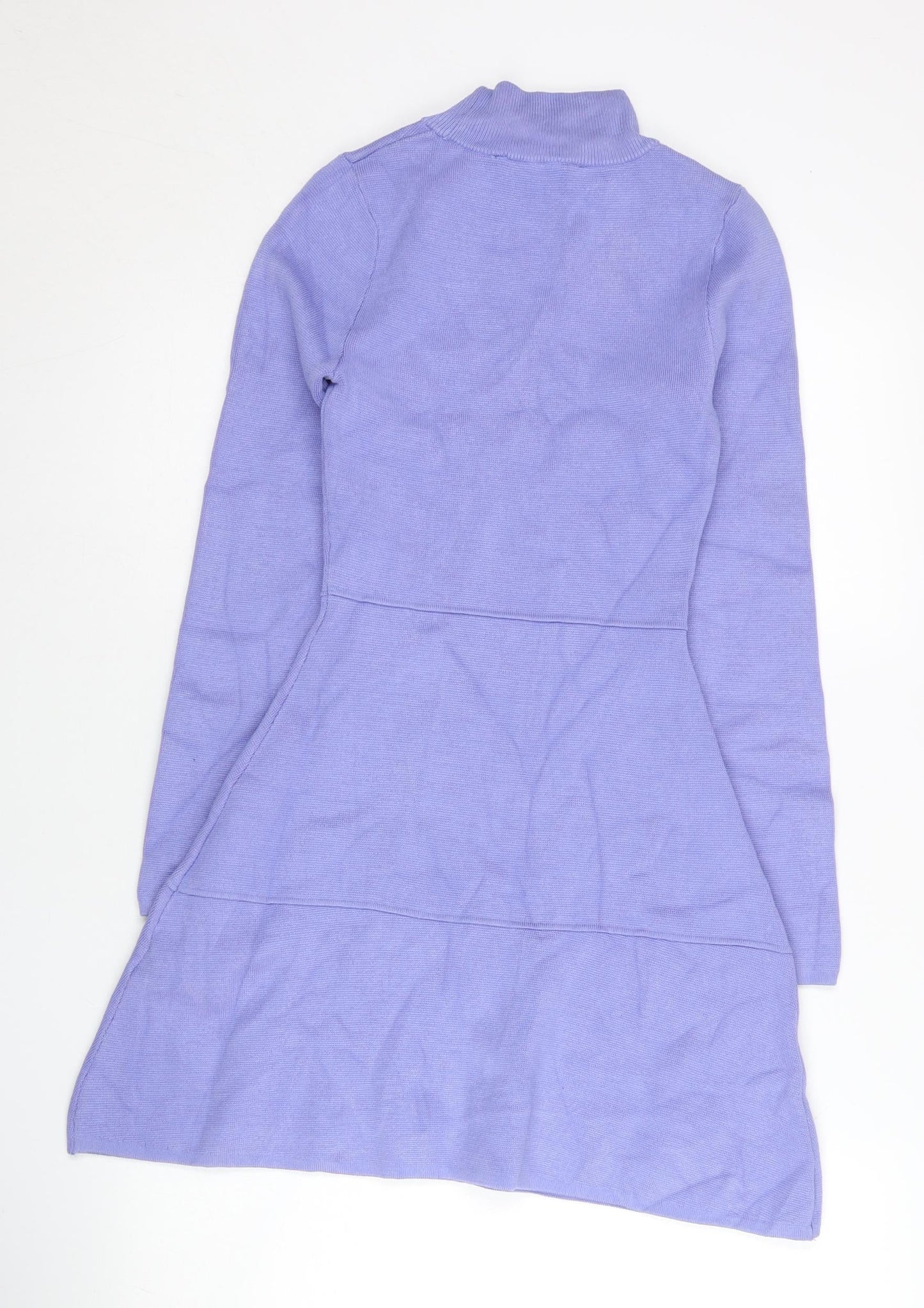 Zara Women Purple A-Line Knit Dress Size S Long Sleeve Mock Neck