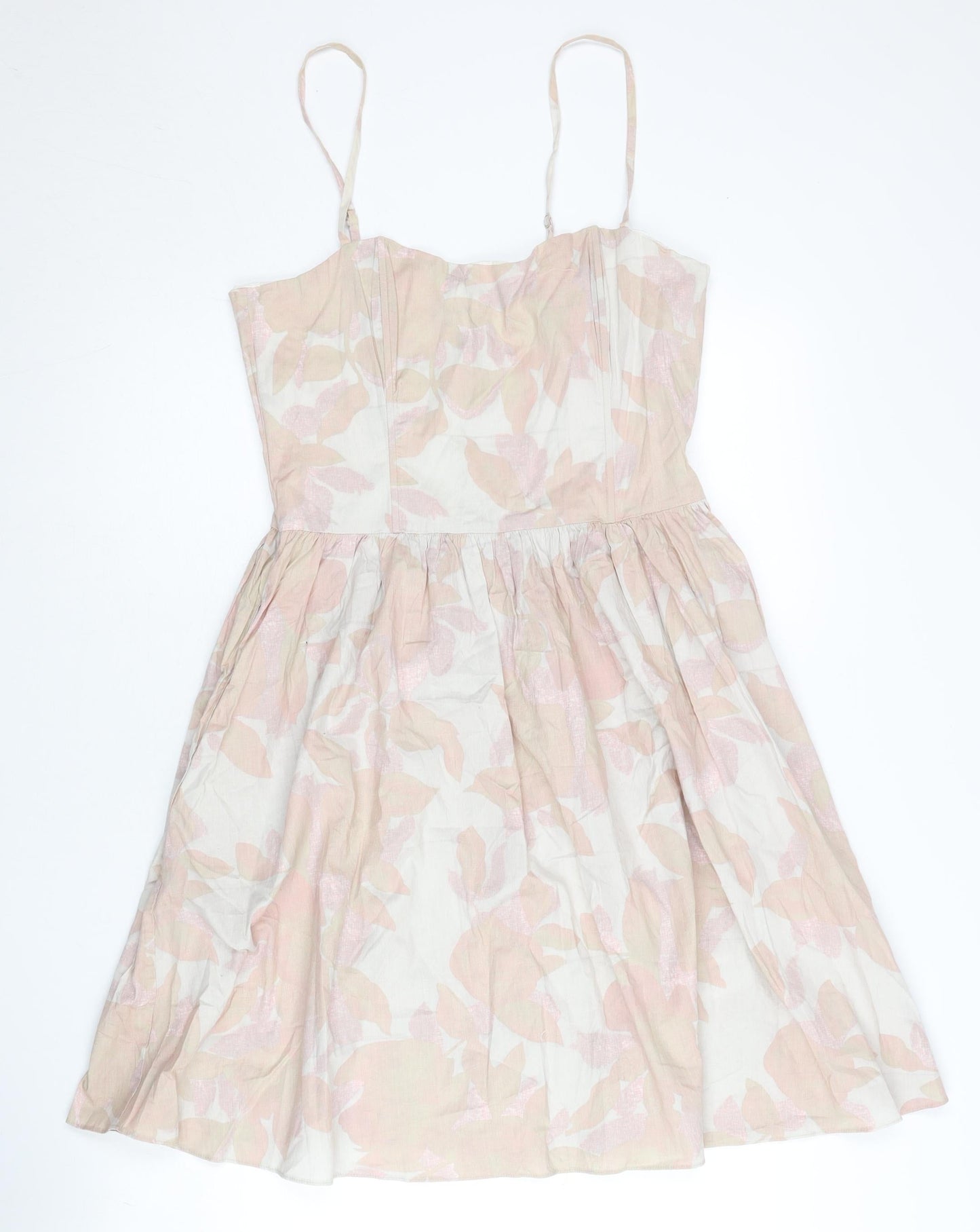 H&M Women’s Pink Floral Fit & Flare Cotton Dress Size 12