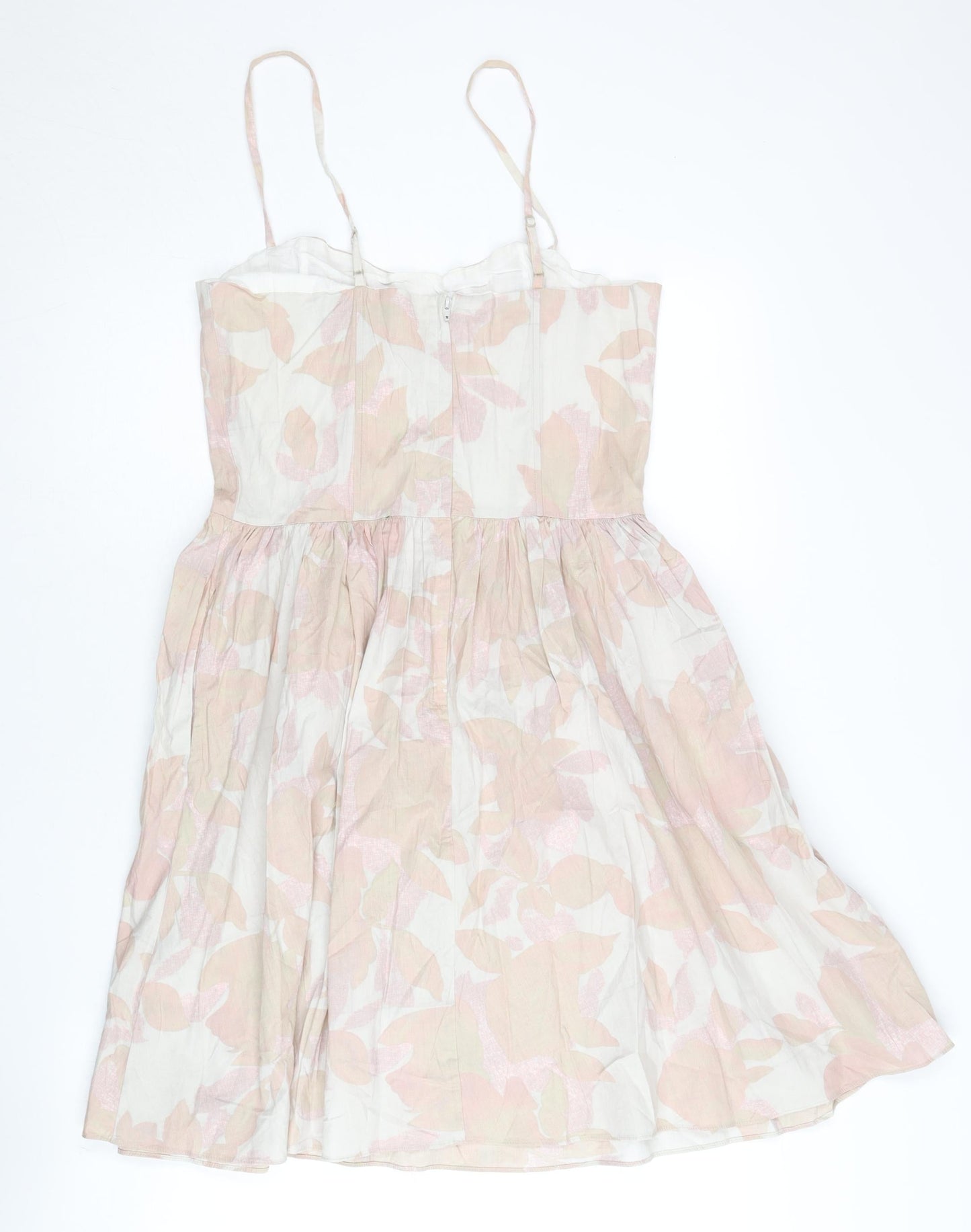H&M Women’s Pink Floral Fit & Flare Cotton Dress Size 12