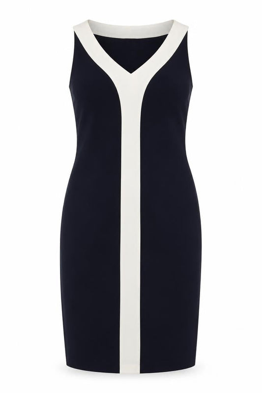 Apart Impressions Women’s Black White Sheath Dress UK 12 V-Neck