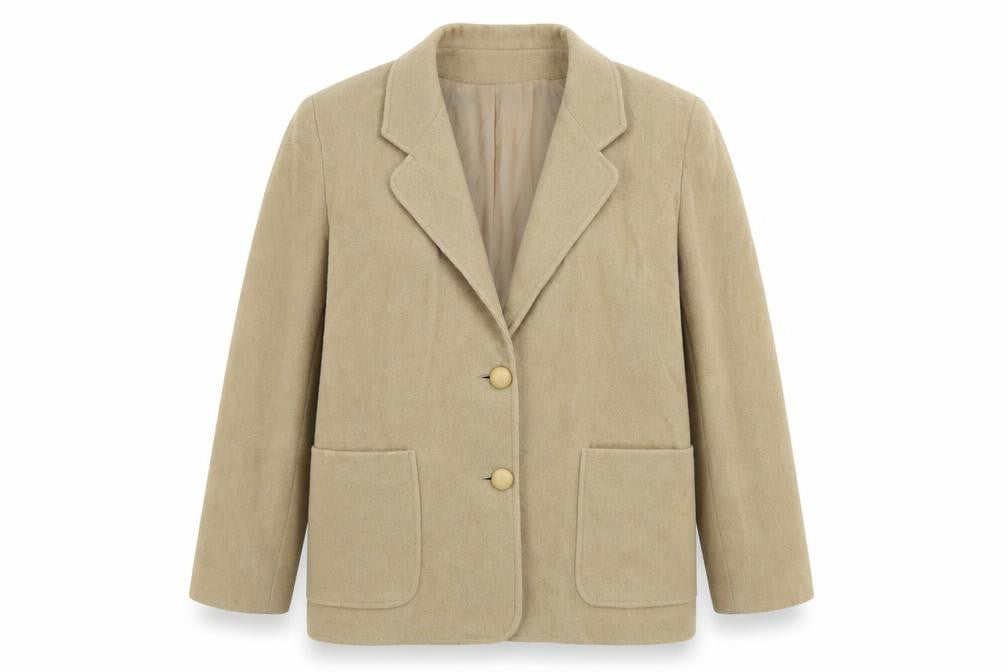 Choices Women’s Beige Wool Blend Blazer Jacket Size 14 Long Sleeve