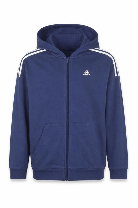 Adidas Boys Blue Full Zip Hoodie 15-16Y XL Sports Logo Activewear