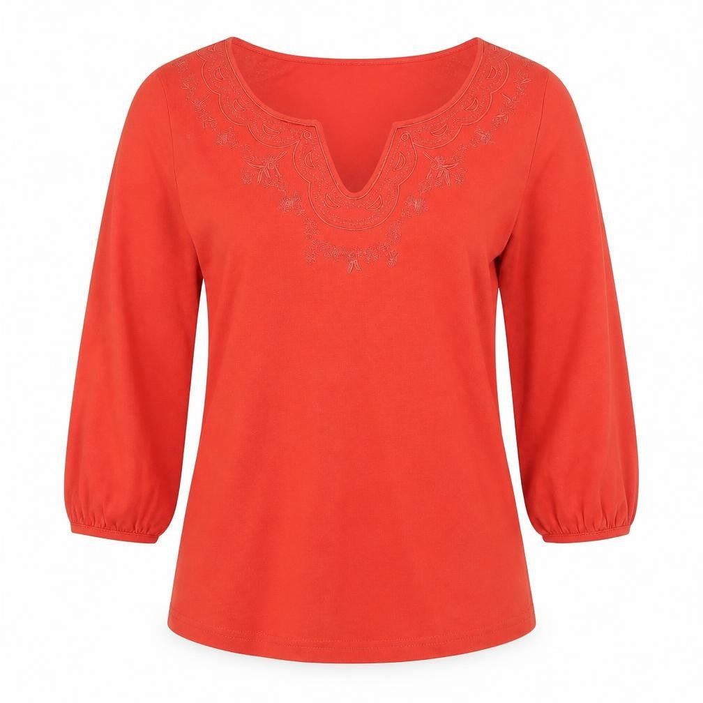 Marks & Spencer Per Una Women's Red Embroidered Tunic Blouse Size 10