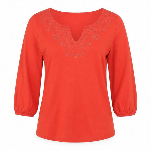 Marks and Spencer Per Una Women's Red Embroidered Tunic Blouse Size 10