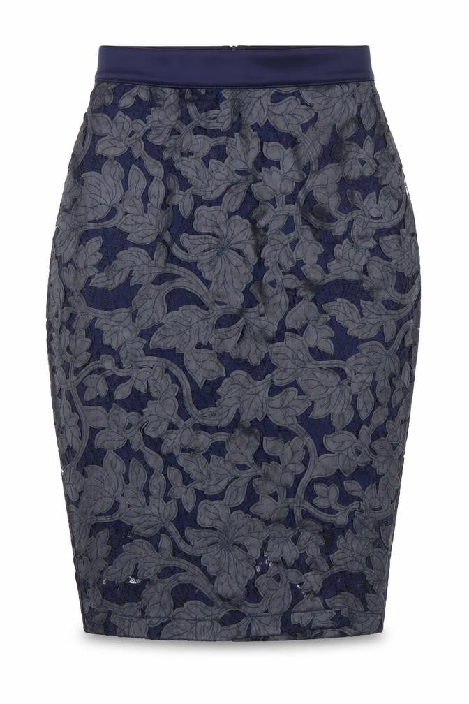 Lipsy London Women’s Blue Floral Lace Pencil Skirt Size 8