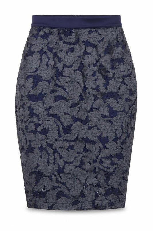 Lipsy London Women’s Blue Floral Lace Pencil Skirt Size 8