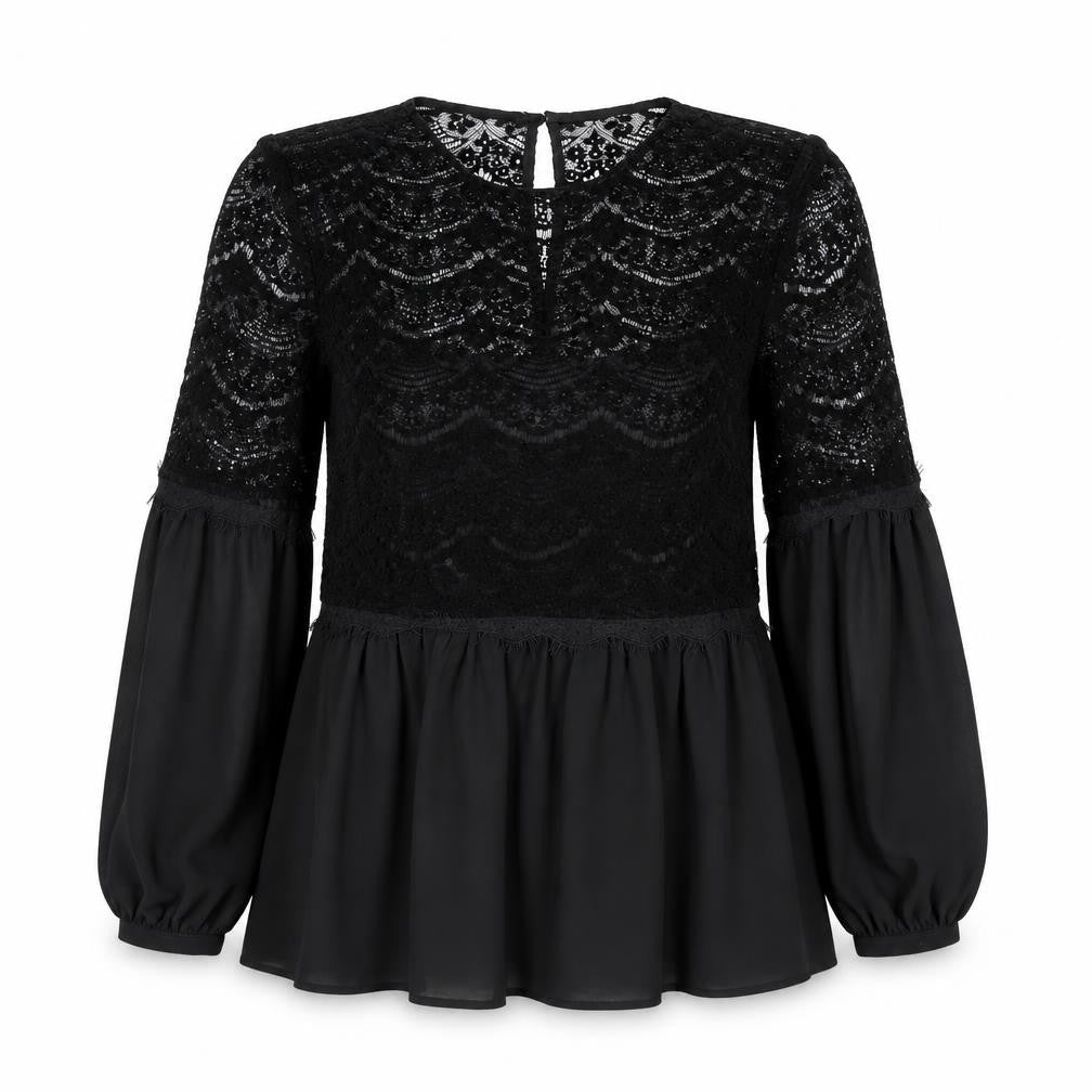 Marks & Spencer Women’s Black Lace Tunic Blouse Size 8