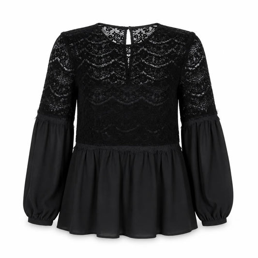 Marks and Spencer Women’s Black Lace Tunic Blouse Size 8