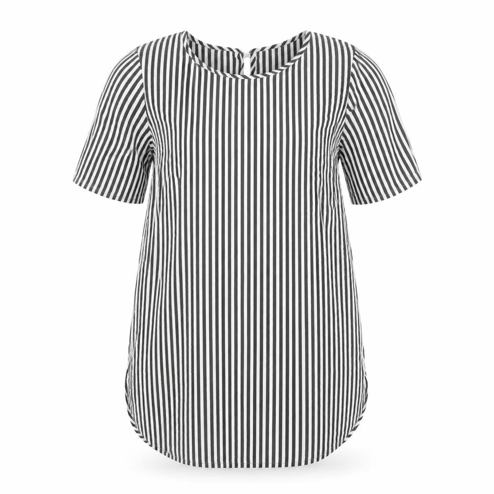 H&M Womens Black Striped Viscose Tunic Blouse Size 6