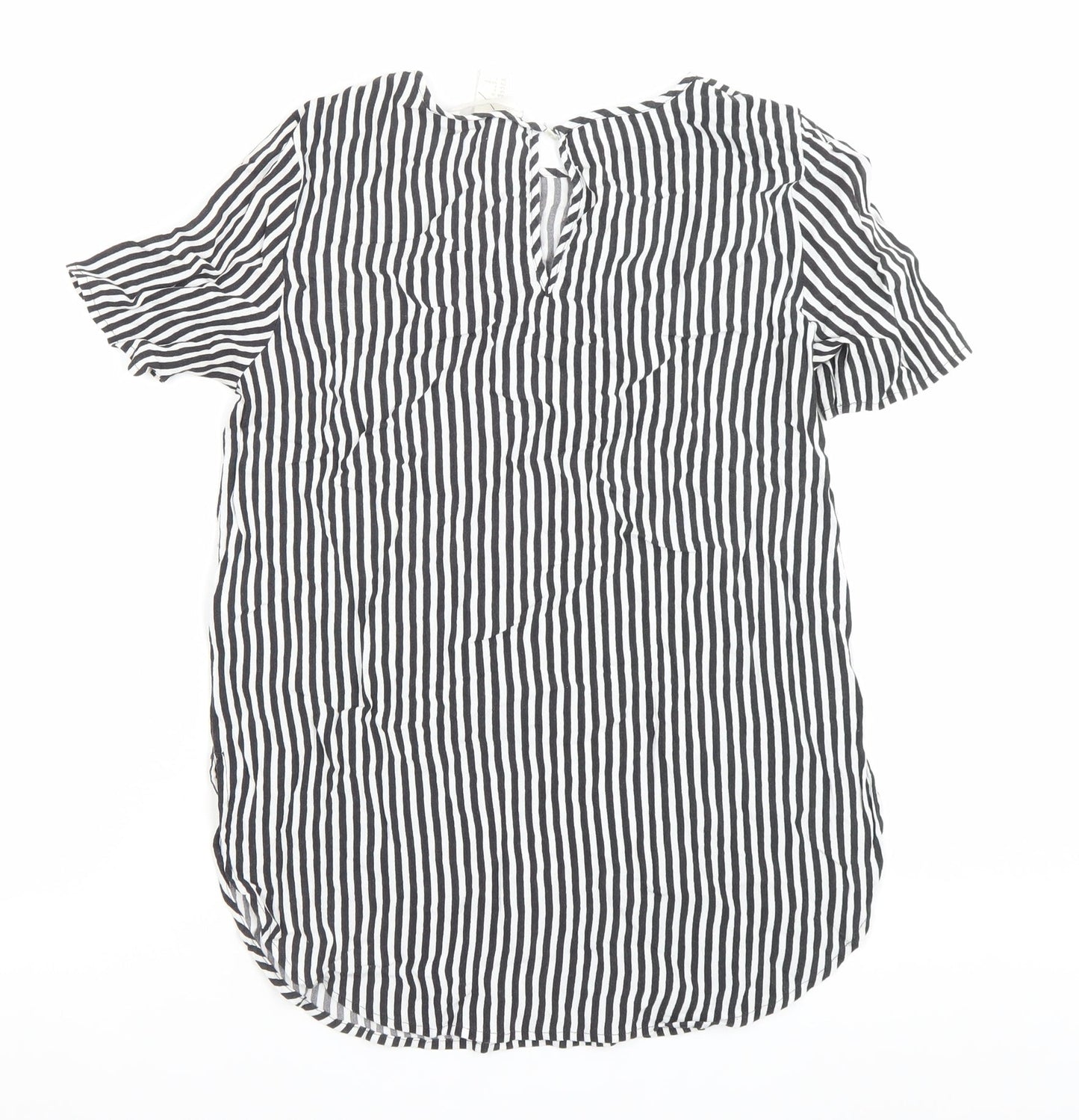 H&M Womens Black Striped Viscose Tunic Blouse Size 6