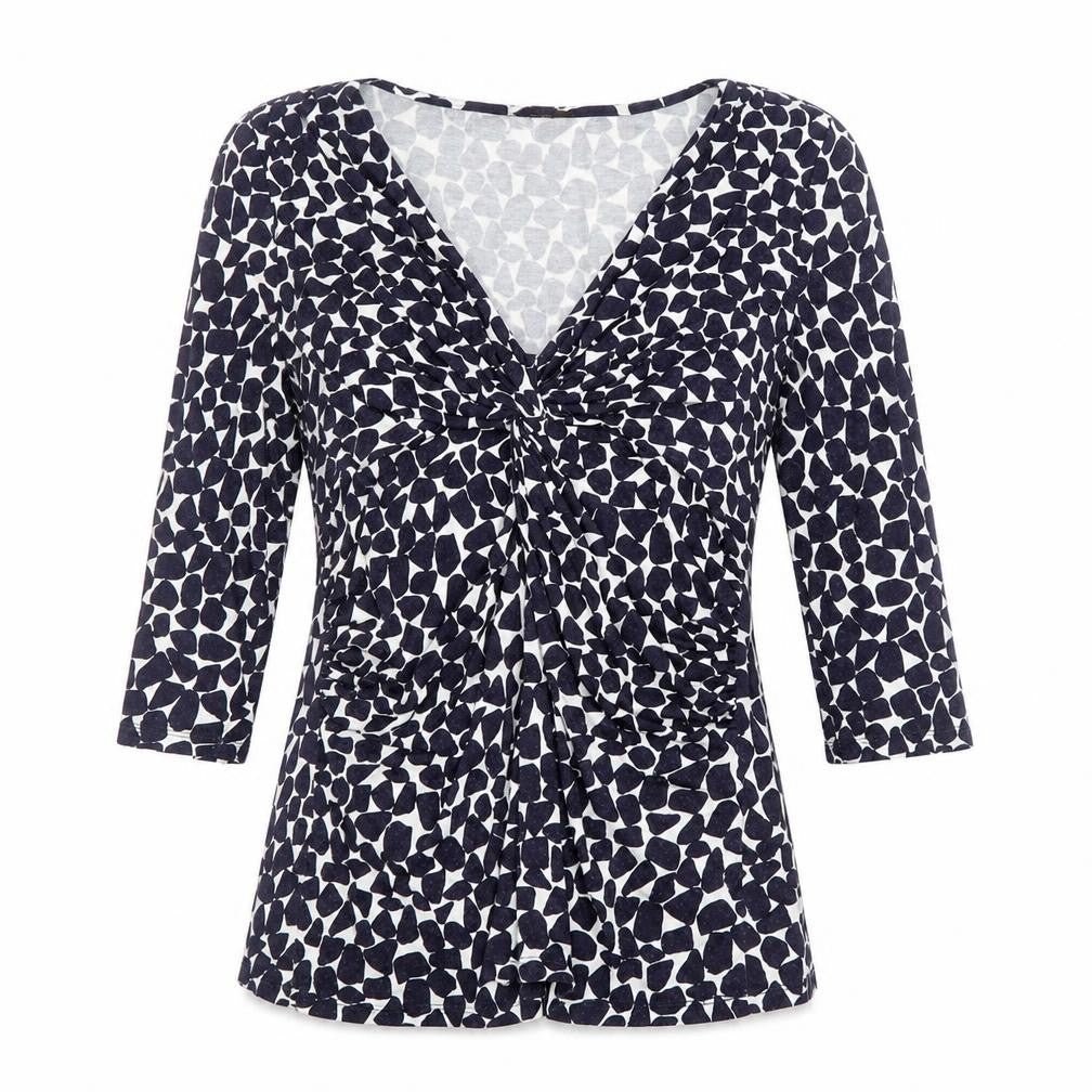 Phase Eight Women’s Blue Geometric V-Neck Tunic Blouse Size 14