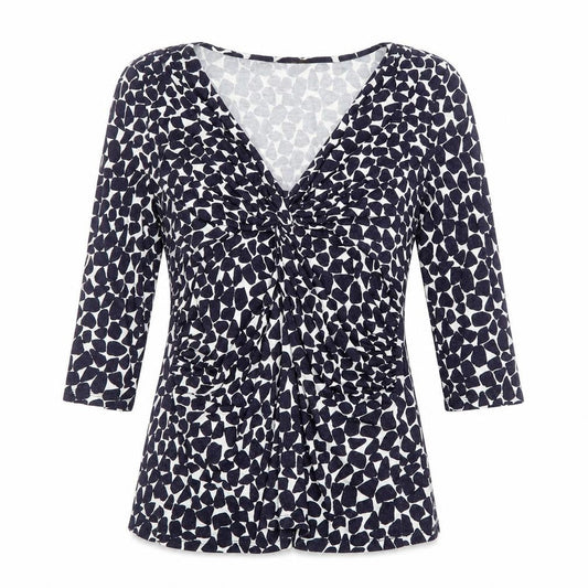 Phase Eight Women’s Blue Geometric V-Neck Tunic Blouse Size 14