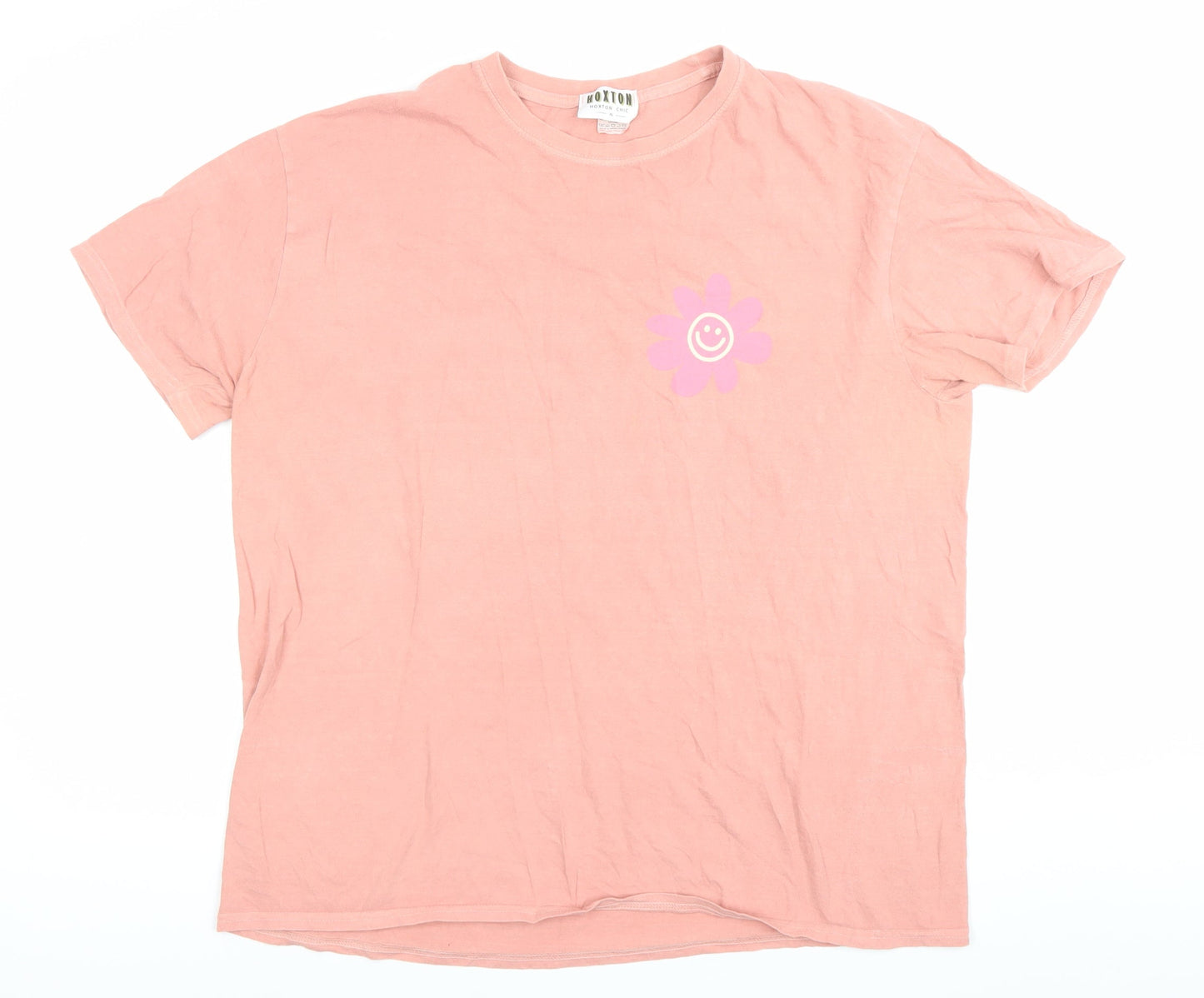 Hoxton Chic Women’s Pink XL Graphic Flower Print Cotton T-Shirt
